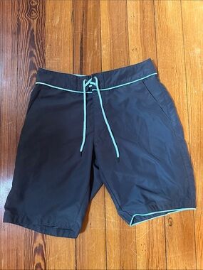 Men's Black Swim Shorts with Aqua Trim